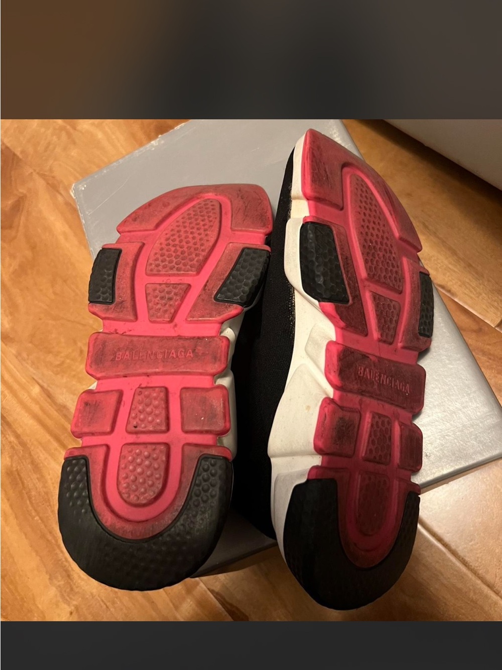 Balenciaga Black Sock-Style Sneakers with White Sole and Pink Accents - Picture 5 of 7
